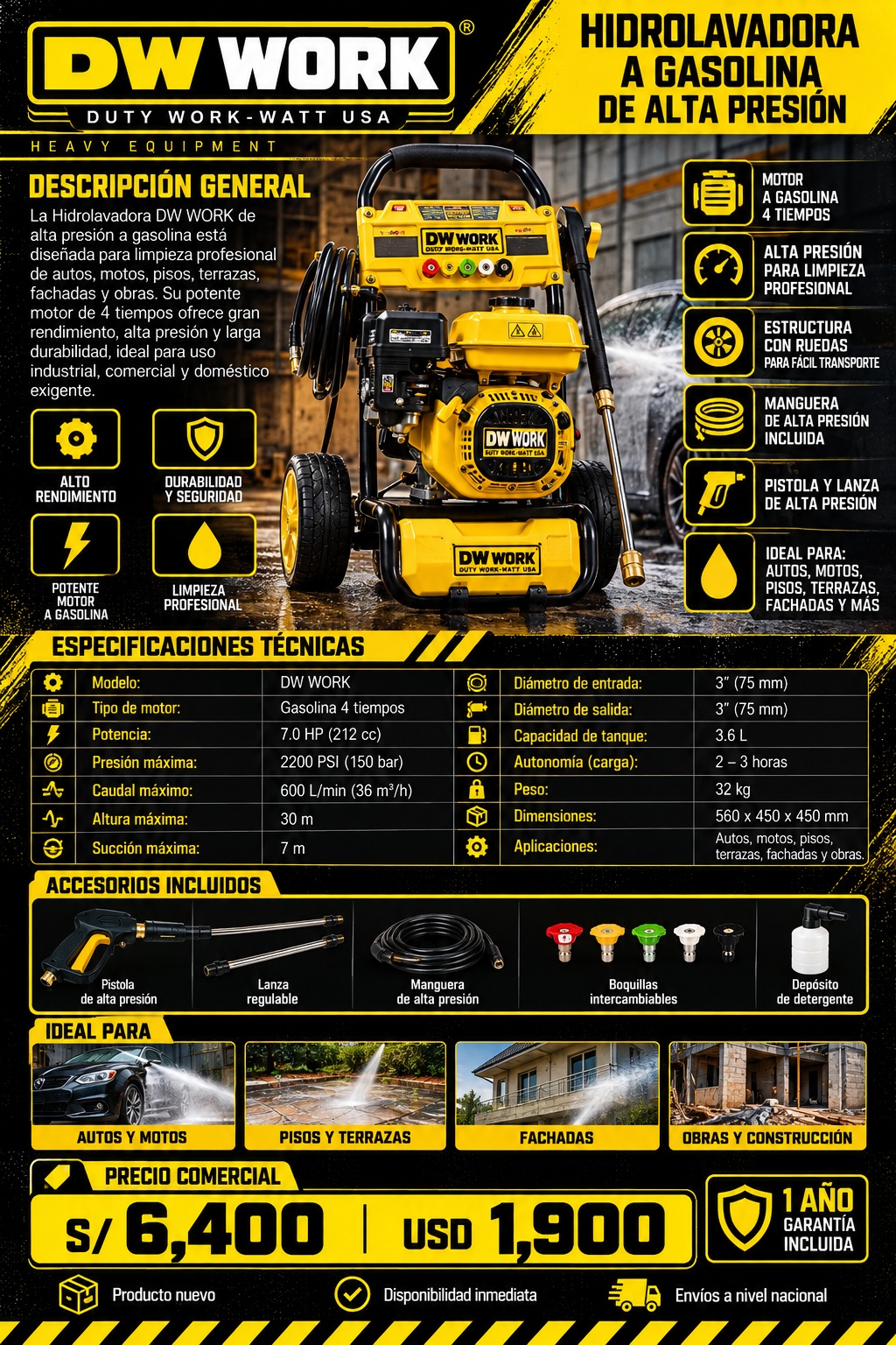 Hidrolavadora DW Duty Work-Watt a gasolina
